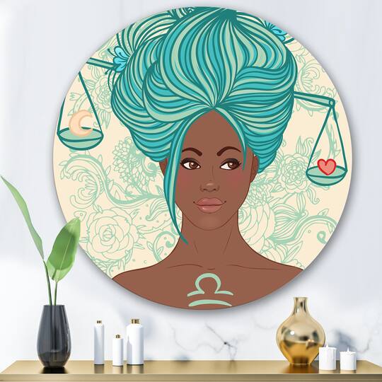 Designart - Portrait of Afro American Woman With Blue Hair I